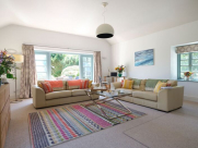 Cool pastel colours in the sitting-room.