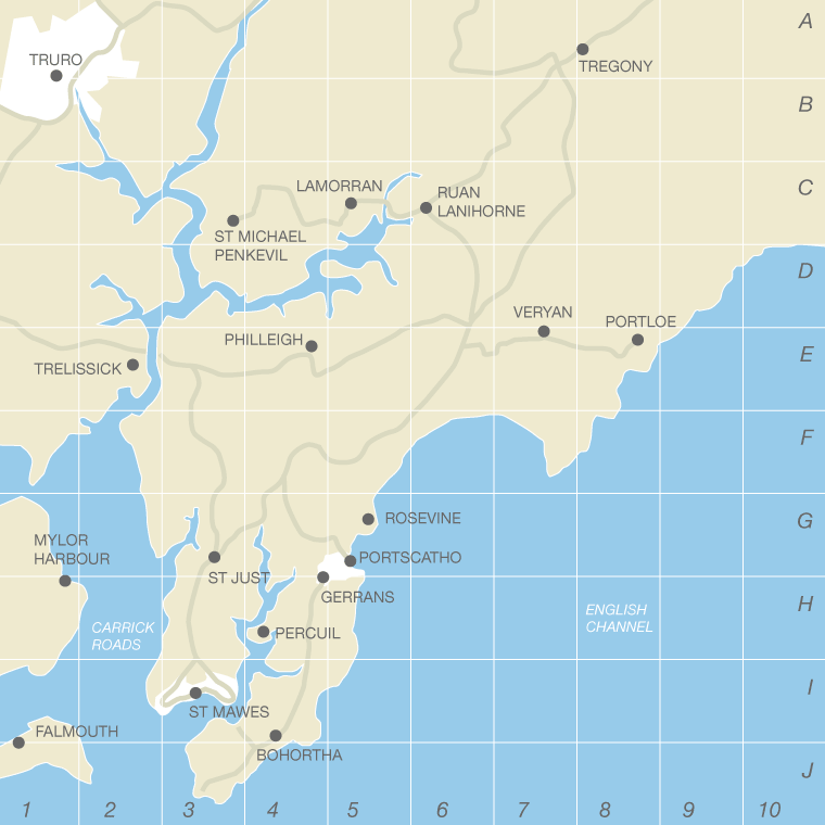 Map of the Roseland Penninsula